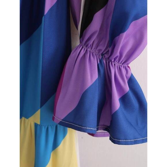 NEW SUNDAYUP women's disco queen dress in purple, blue, & yellow - Picture 4 of 5